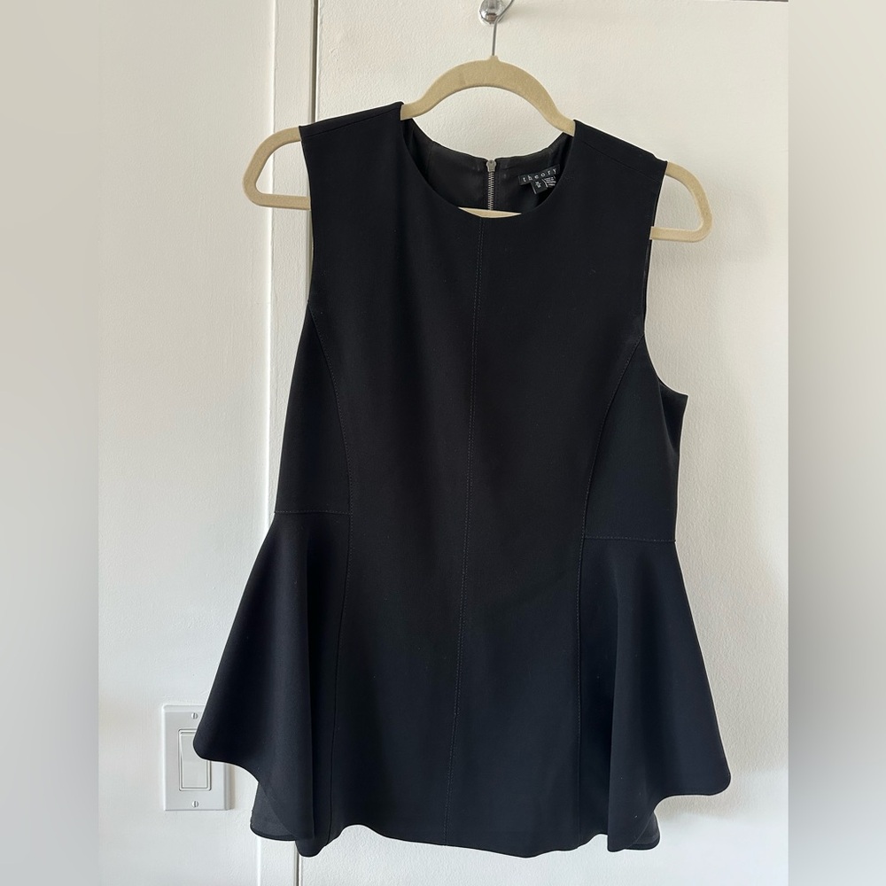 Theory black peplum blouse